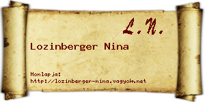 Lozinberger Nina névjegykártya